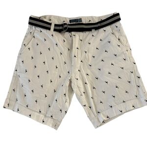 Essex White Patterned Shorts with Belt